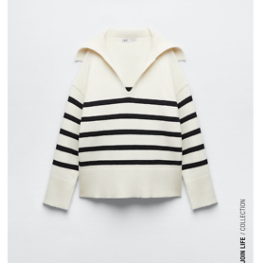 ZARA striped knit sweater with collar size small